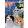 Malování podle čísel - KOŤATA POD LAMPOU A SNÍH (Rozměr 60x80 cm, Rámování vypnuté plátno na rám)