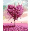 Malování podle čísel - RŮŽOVÝ SRDCOVÝ STROM