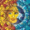 Malování podle čísel - SLUNCE A MĚSÍC (Rozměr 50X50 cm, Rámování vypnuté plátno na rám)