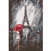 Malování podle čísel - MILENCI V DEŠTI U EIFFELOVKY (Rozměr 60x80 cm, Rámování vypnuté plátno na rám)