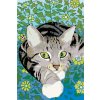 Malování podle čísel - MOUROVATÝ KOCOUREK MEZI KVĚTY (Rozměr 60x80 cm, Rámování vypnuté plátno na rám)