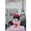 Malování podle čísel - DÍVKA PŘED EIFFELOVKOU (Rozměr 60x80 cm, Rámování vypnuté plátno na rám)