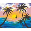 Malování podle čísel - ZÁPAD SLUNCE ZA PALMAMI (Rozměr 60x80 cm, Rámování vypnuté plátno na rám)