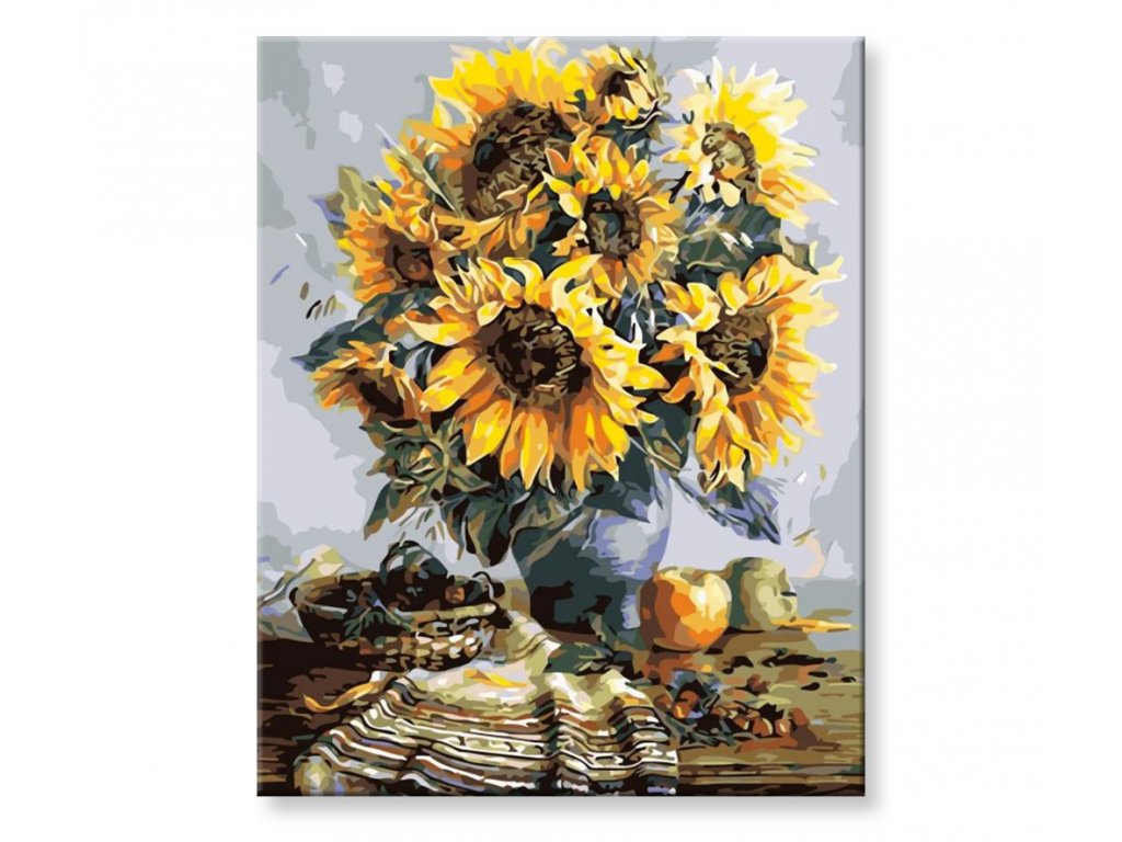 Maľovanie podľa čísel - Váza so slnečnicami