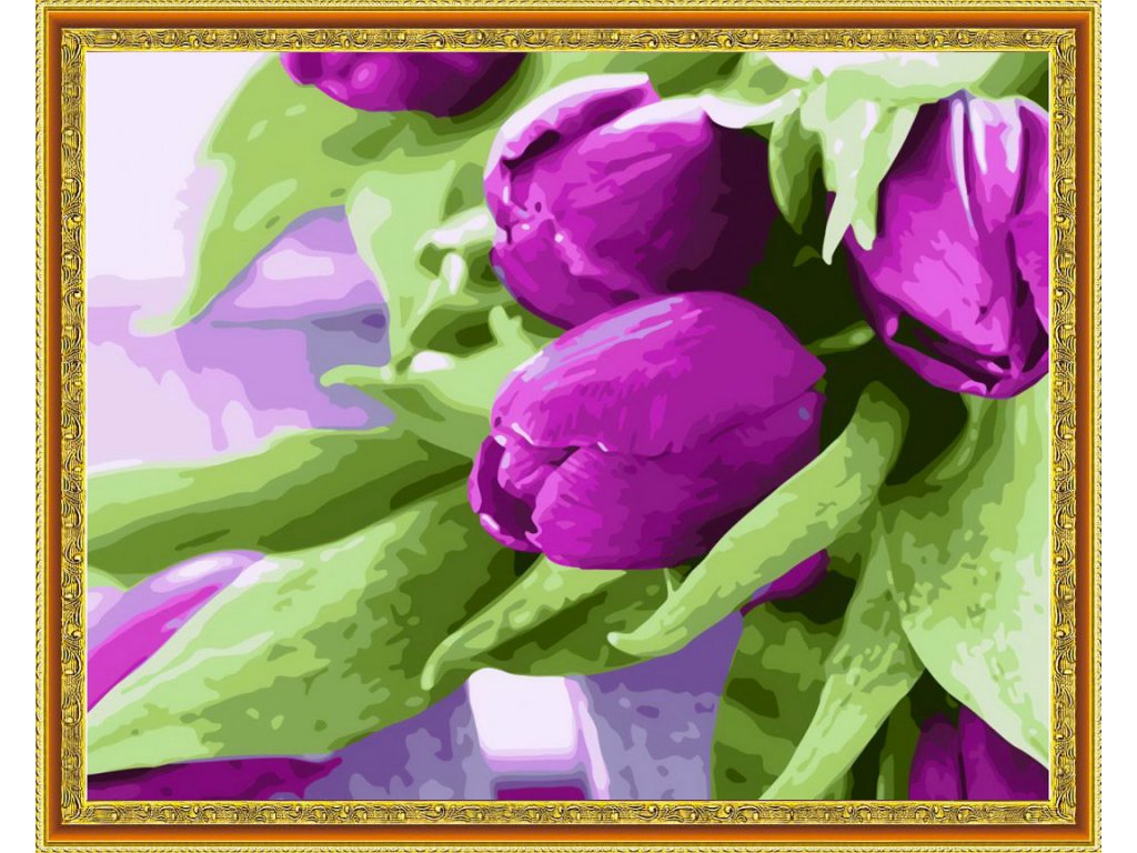 Diamantové maľovanie - Fialové tulipány