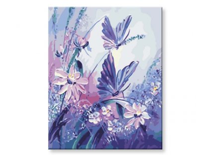 Maľovanie podľa čísel - Motýle v kvetoch