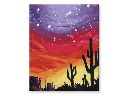 Maľovanie podľa čísel - Kaktus v púšti