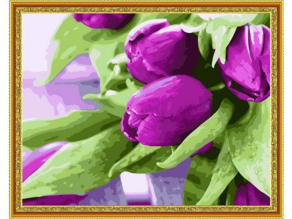 Diamantové maľovanie - Fialové tulipány
