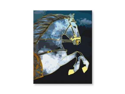 Kůň za soumraku se zlatou barvou