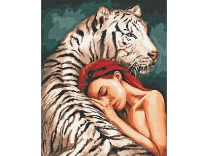 Diamantové maľovanie - Dievča a tiger