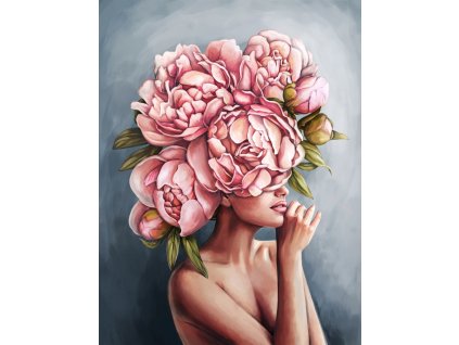 Diamantové maľovanie - Žena s kvetom