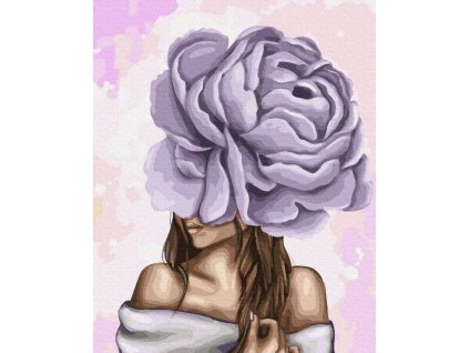Diamantové maľovanie - Dievča s kvetom pivonky