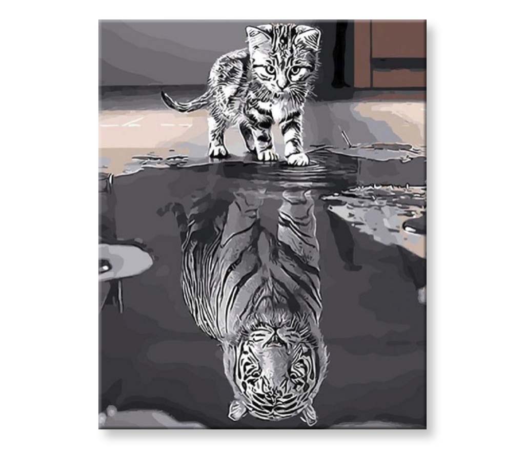Maľovanie podľa čísel - Tiger a mačka