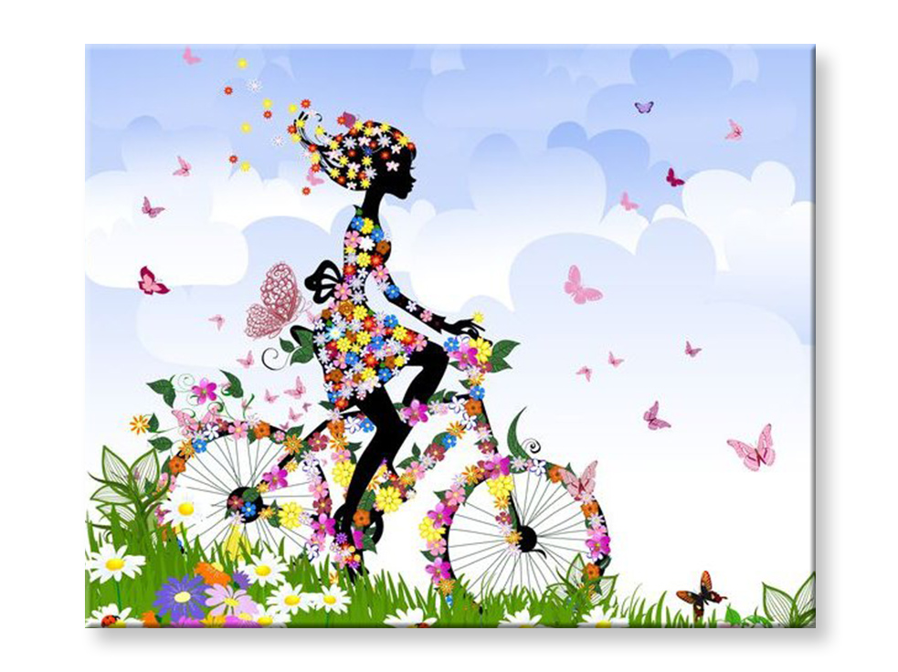 Maľovanie podľa čísel - Dievča na bicykli