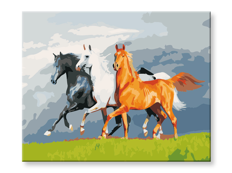 Maľovanie podľa čísel - Kone na lúke Rozmer obrazu: 80x100