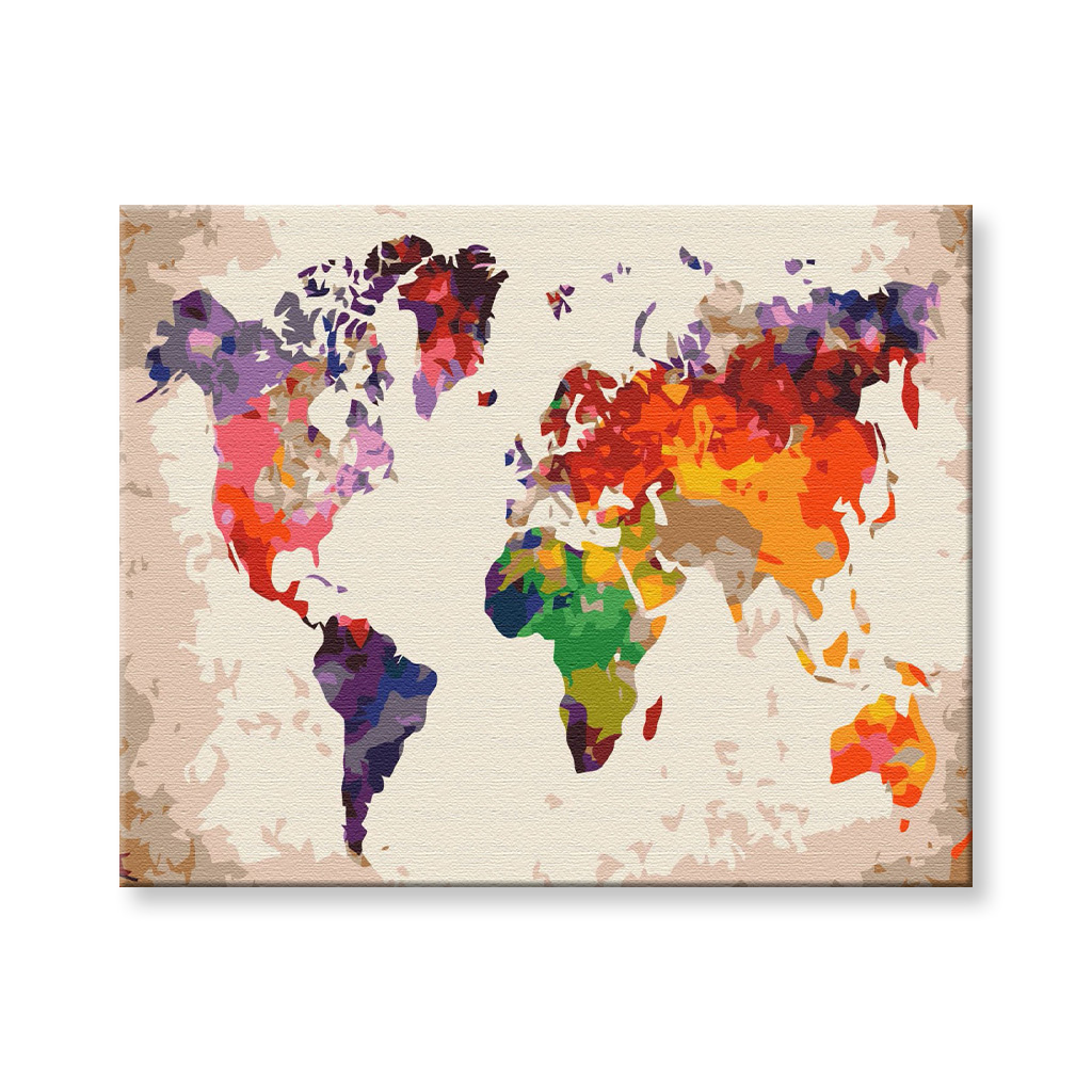 Maľovanie podľa čísel - Farebná mapa sveta Rozmer obrazu: 80x100