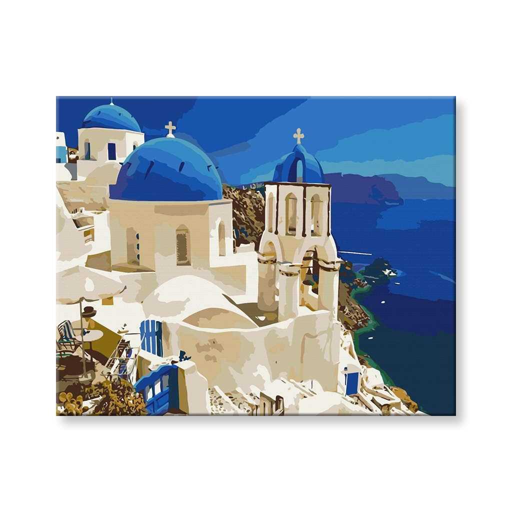 Maľovanie podľa čísel - Pohľad na Santorini