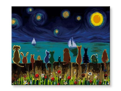 Malování podle čísel - Kočky v soumraku