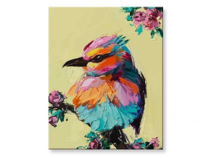 Malování podle čísel - Barevný ptáček mezi květy
