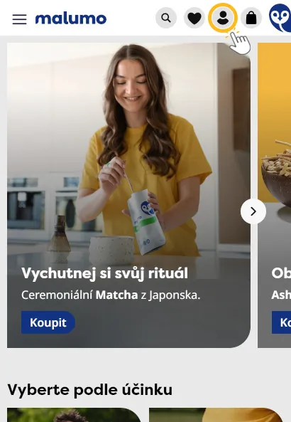 První krok přihlášení na mobilu
