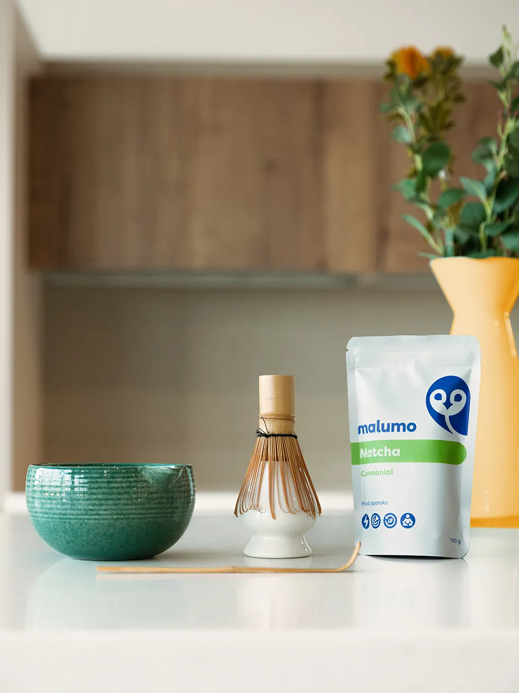 Co obsahuje zelený matcha set od Malumo