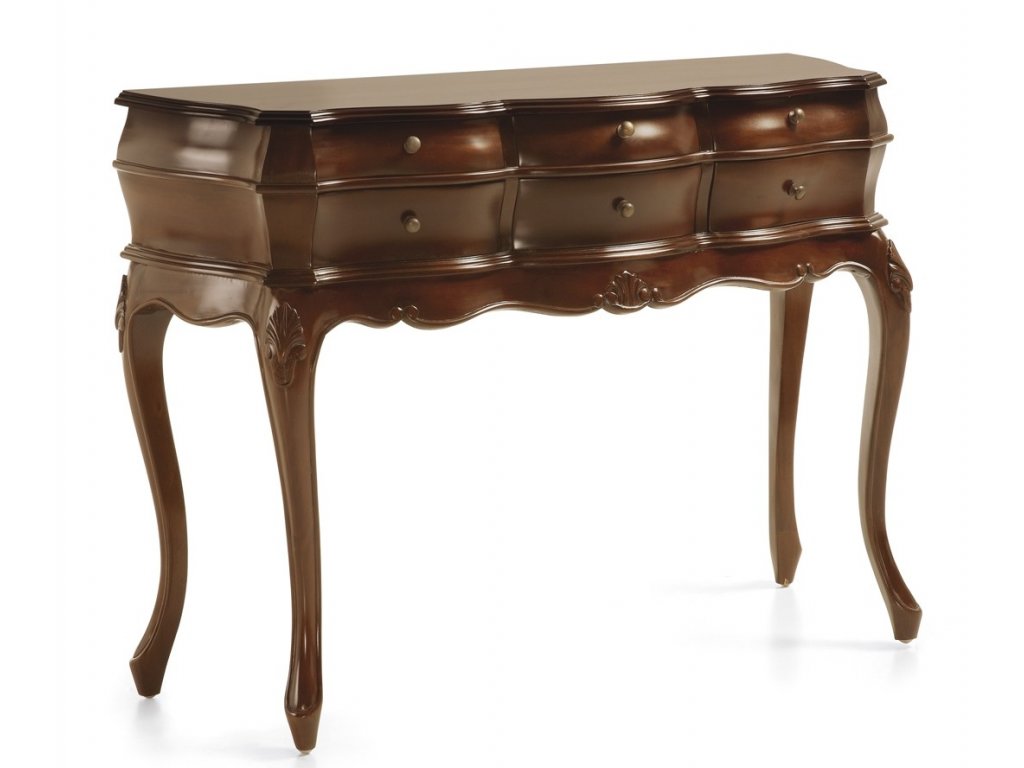 Rustikálni dřevěný konzolový stolek Vintage v barokním stylu