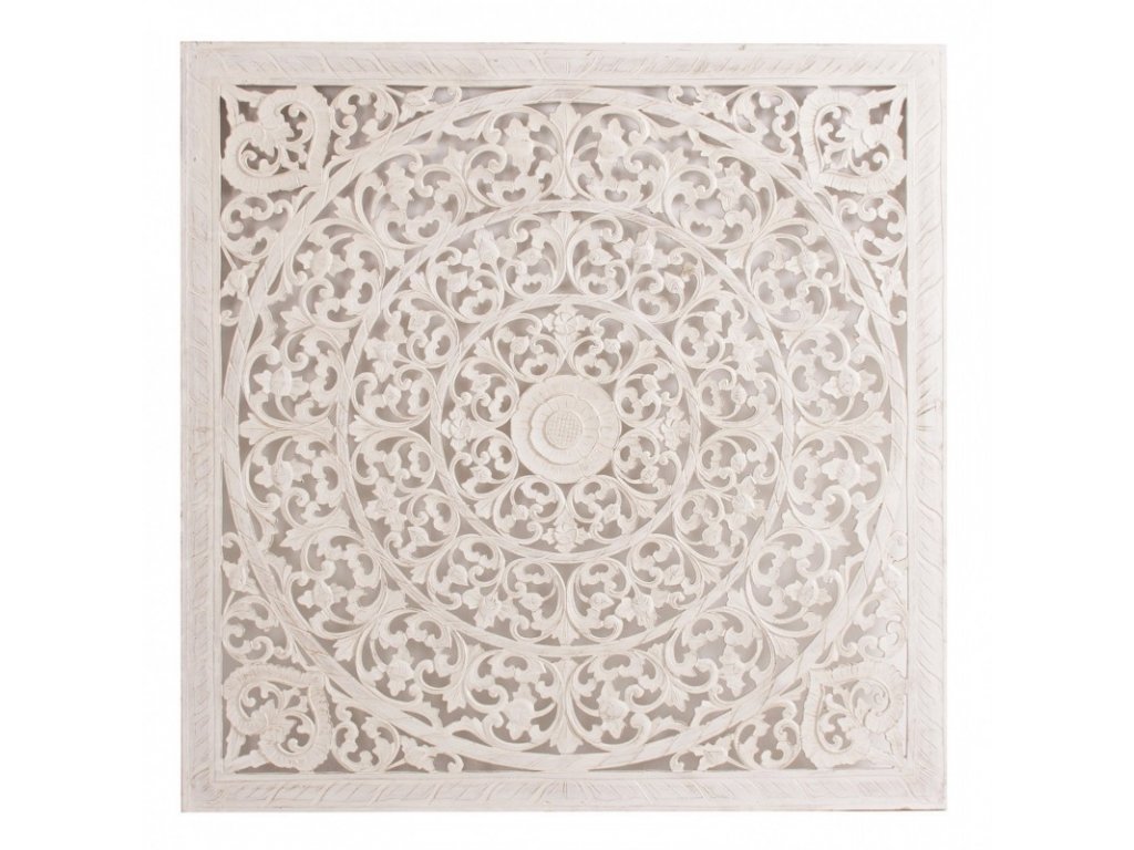 Typická španělská mandala o rozměru 120x120cm v bílé barvě do provence a koloniálně či vintage interiérů