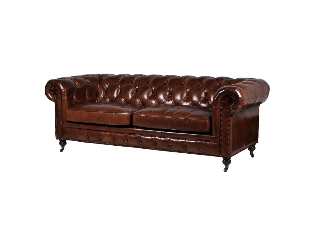 Luxusní kožená sedačka Vintage Chesterfield 3 (224cm)