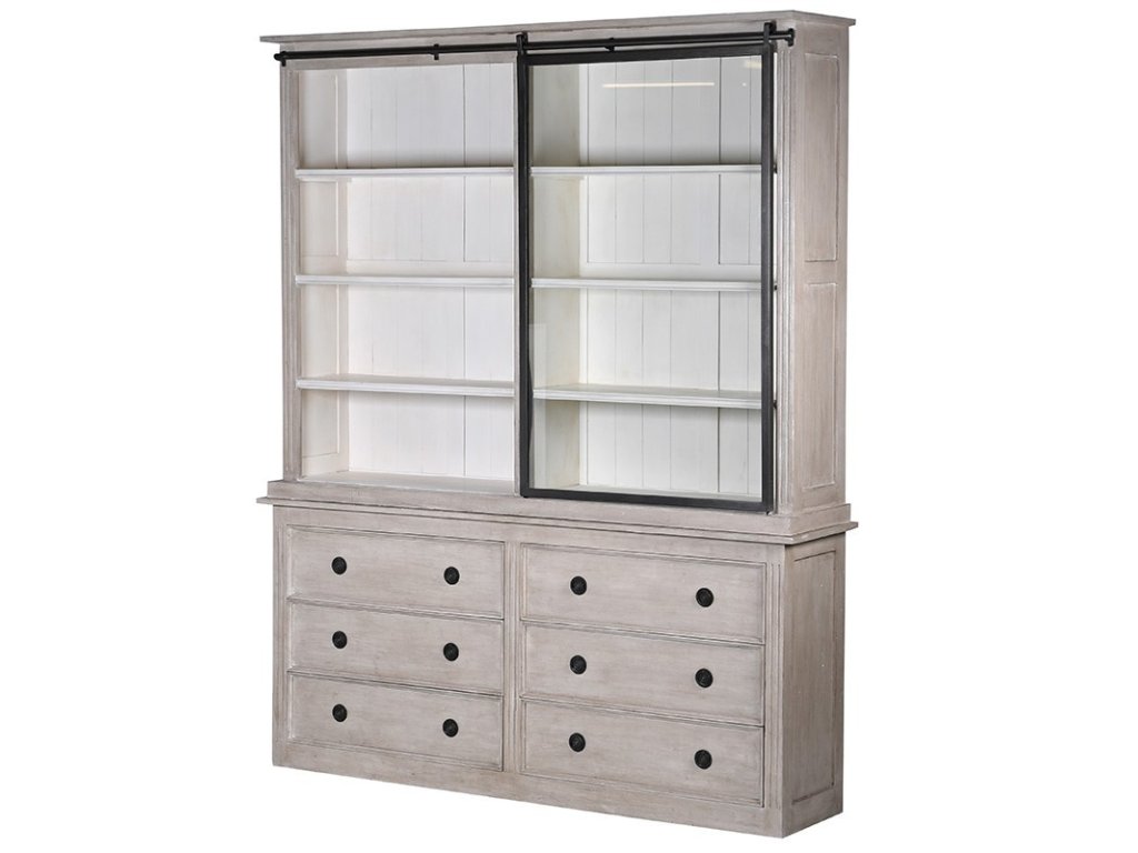 Stylový venkovský příborník s vitrínou Heritage Norcic 220cm