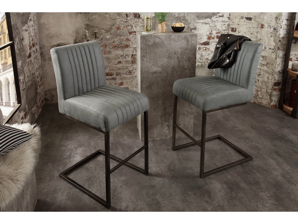 Designová barová židle Big Aston Vintage šedá I