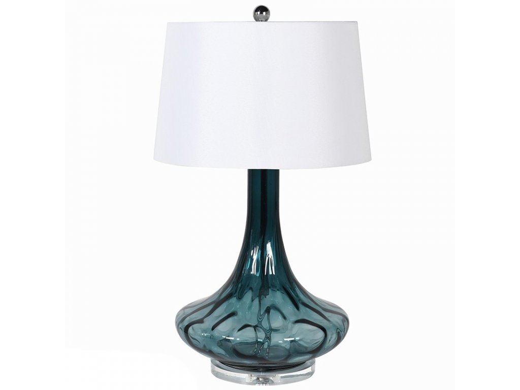 Stylová stolní lampa Blue Glass 69cm bílý širm - Nábytek Malvarosa