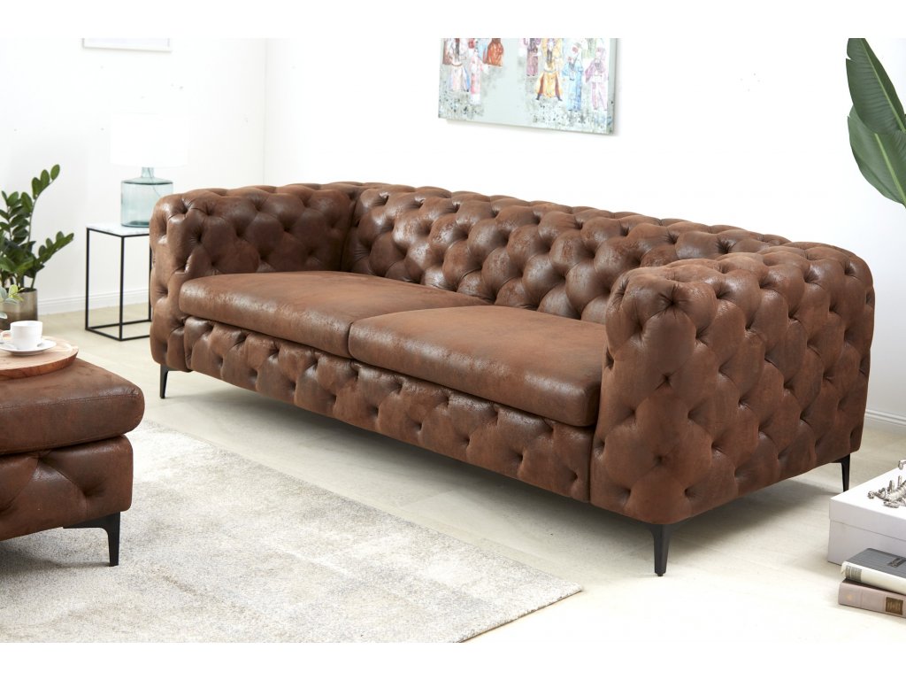 Luxusní chesterfield sedačka Modern Barock 240cm hnědá