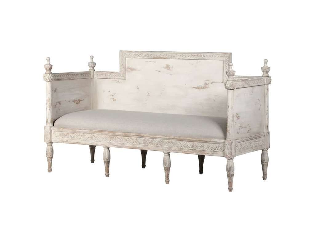 Antická bílá lavice Toulouse 175cm vintage patina