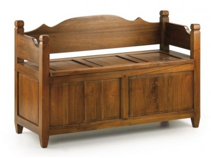 Rustikální dřevěná lavice s úložným prostorem Forja. Rustikální nábytek ze dřeva.