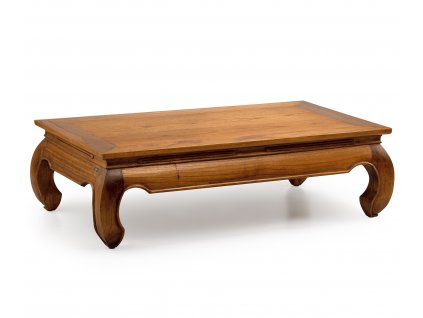 Masivní konferenční stolek Opium v obdelníkovém tvaru z exotického hnědého dřeva