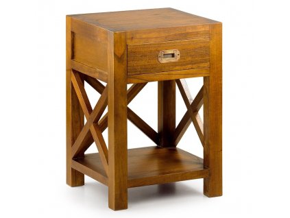 Dřevěný noční stolek z masivu exotického dřeva v medově hnědé barvě s jedinečnou kresbou