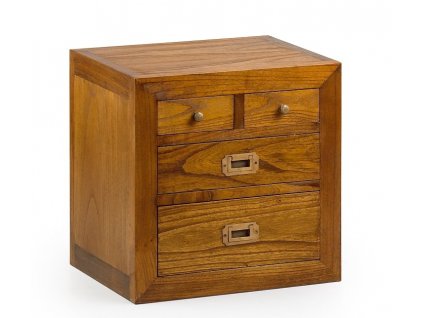 Dřevěný noční stolek Star se zásuvkami v koloniálním stylu