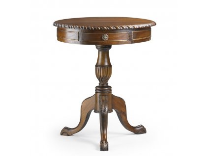 Luxusní příruční stolek kulatý Chippendale se dvěma zásuvkami Vintage