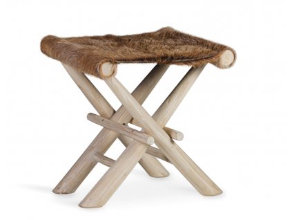 Dřevěná stolička Tarto 45cm se sedákem z kravské kůže