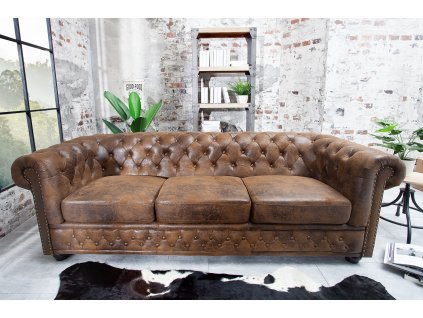 Luxusní pohovka Chesterfield 3 hnědá 205cm