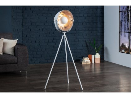 Retro stojací lampa Studio 145 cm bílá/stříbrná