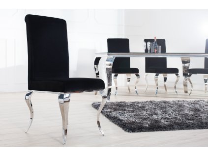 Luxusní sametová židle Modern Barock černá