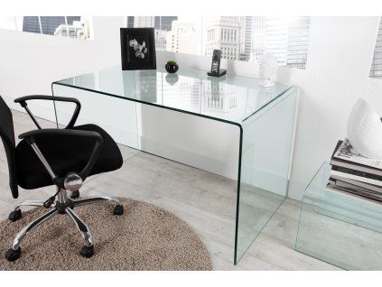 Skleněný designový psací stůl Ghost 120 cm