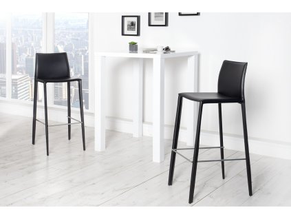 Designová barová židle Milano černá kůže 