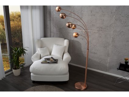 Moderní stojací lampa Five Lights 205cm měď