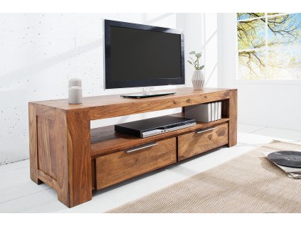 Originálně ručně vyrobený TV stolek v natur barvě z dřeva palisandr.