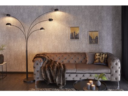 Moderní stojací lampa Five Lights 205cm černo/zlatá