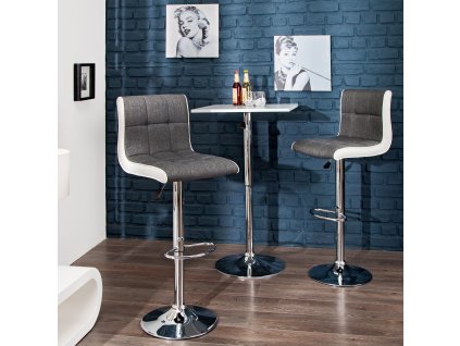 Designová barová židle Modena 90-115 cm šedo-bílá