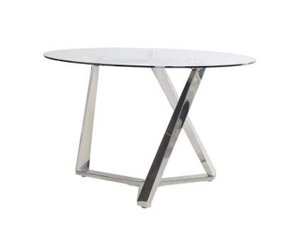Luxusní skleněný Art-Deco jídelní stůl Foix kulatý 120cm s kovovými nohami