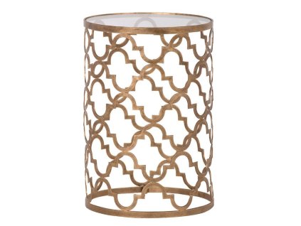 Luxusní art-deco odkládací stolek Tiarra Gold 41cm se skleněnou deskou